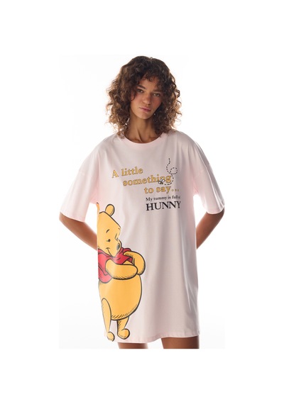 Penti Pembe Winnie The Pooh Ayı Desenli Kısa Kollu Gecelik