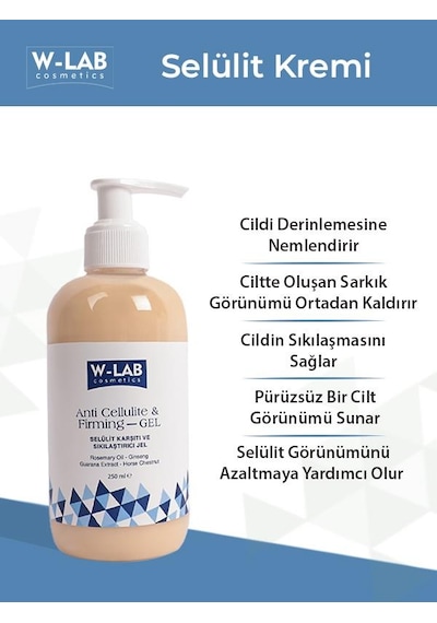 W-Lab Cosmetics Selülit Karşıtı ve Sıkılaştırıcı Jel 250 ML