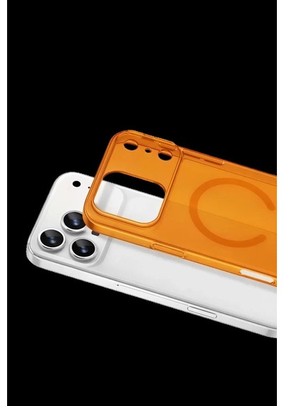 Apple İphone 17 Pro Combo Sert Şeffaf Magsafe Kapak - Turuncu