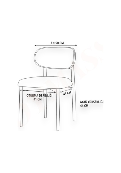 Lina Bohem 90x90 Beyaz/siyah Yuvarlak Masa & 4 Polo Sandalye Seti Krem Krem