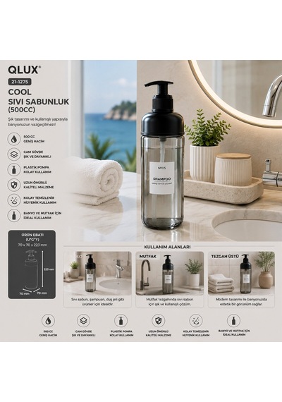 Qlux C-00569 No-05 Cool Cam Sıvı Sabunluk 500 Cc- 20'li Paket Diğer