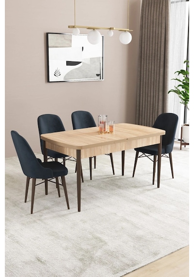 Sar Pakete Almira Serisi, Meşe Desen 80x132 Açılabilir Mdf Mutfak Masası Takımı 4 Adet Sandalye Antrasit Sar Pakete Almira Serisi, Meşe Desen 80x132 Açılabilir Mdf Mutfak Masası Takımı 4 Adet Sandalye Antrasit