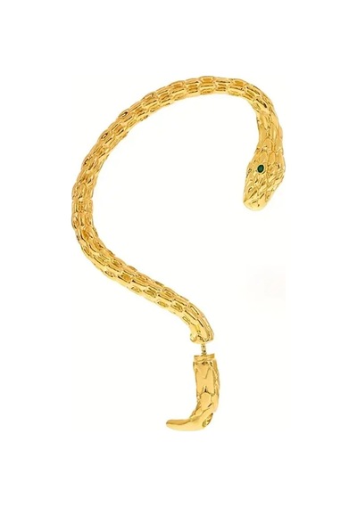 Medusa - Gold Yılan Kulak Üstü Silver Gümüş Renk Küpe Sağ Kulak İçindir Siyah