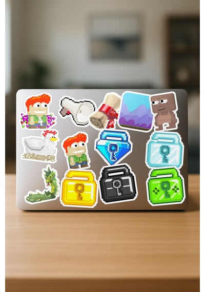 Growtopia Video Oyun Telefon Laptop Bullet Journal Yapışkanlı Folyo Sticker Paketi 21 Adet Çok Renkli