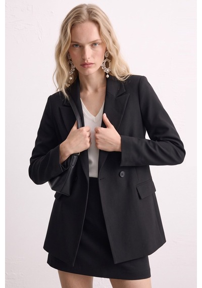 Barrels And Oıl Kadın Çift Düğmeli Blazer Ceket - Siyah Siyah