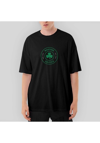 Boston Celtics Logo Oversize Siyah Tişört Siyah