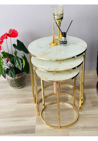 Ultra Premınıum 8 Mm Temper Glass Gold C Zıgon Sehpa