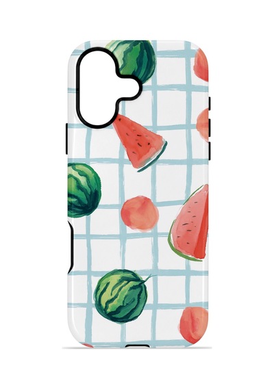 Apple iPhone Uyumlu 16 Vorian Çift Katmanlı Kılıf Watermelon Grid