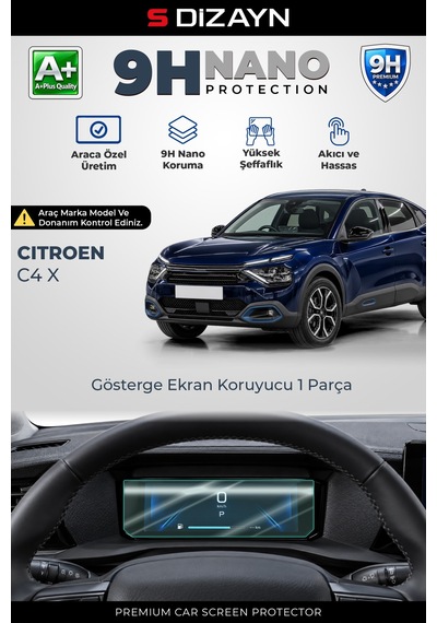 S-dizayn Citroen C4 X 5.5 İnç 9h Nano Gösterge Ekran Koruyucu Parlak 2022-2025 A+ Kalite