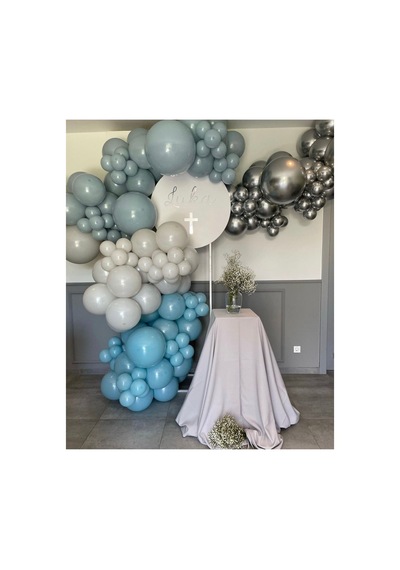 Krom Gümüş Mavi Cam Gri Ve Duman Balon Zinciri 100 Adet Mix