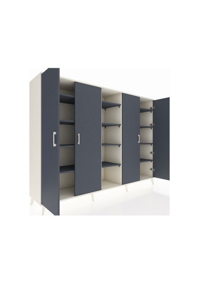Hyperion Dolap 12 Raflı 4 Kapaklı 220x44x163 Aytaşı-antrasit Aytaşı-antrasit