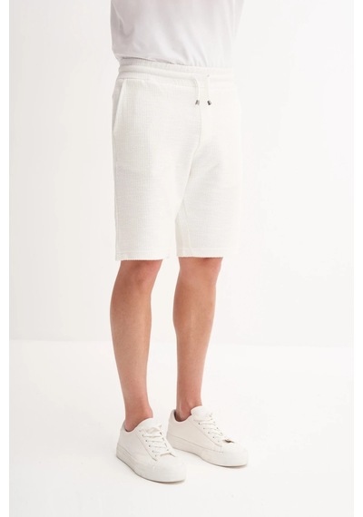 Cazador Jakarlı Regular Fit Örme Bermuda Şort 6073 Beyaz Beyaz