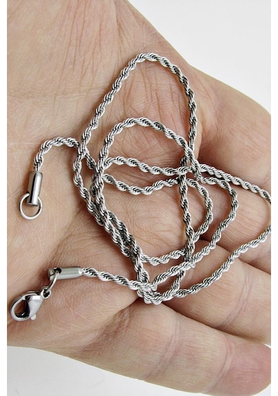 Burgu Halat Erkek Çelik Zincir Kolye 2.5 Mm Ince B028I Çelik