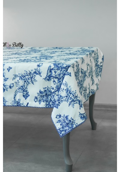 Blue Life Masa Örtüsü Mavi - Beyaz