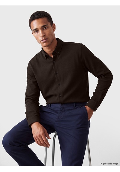 Lcw Vision Kahverengi Slim Fit Waffle Erkek Dokulu Gömlek