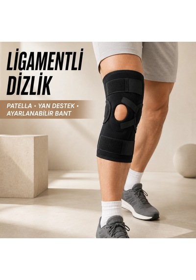Ligament Destekli Dizlik Ayarlanabilir Cırtlı Açık Patella Diz Destekliği