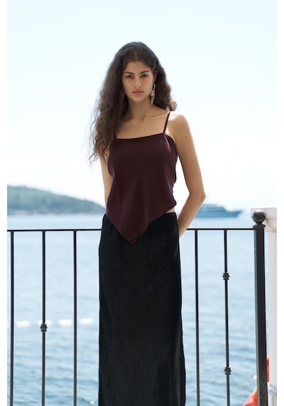 Mai Collection Mai Studios Co. Alytih Üçgen Detay Bordo Crop Bordo