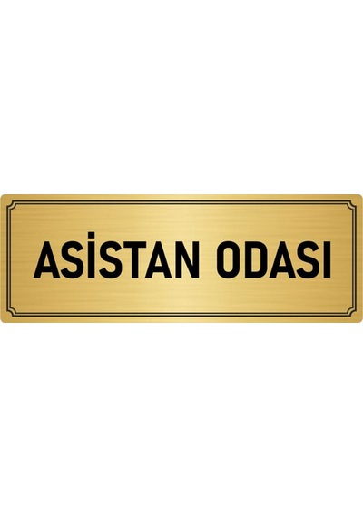 Metal Yönlendirme Levhası, Departman Kapı İsimliği Asistan Odası 10x20 cm Altın Renk