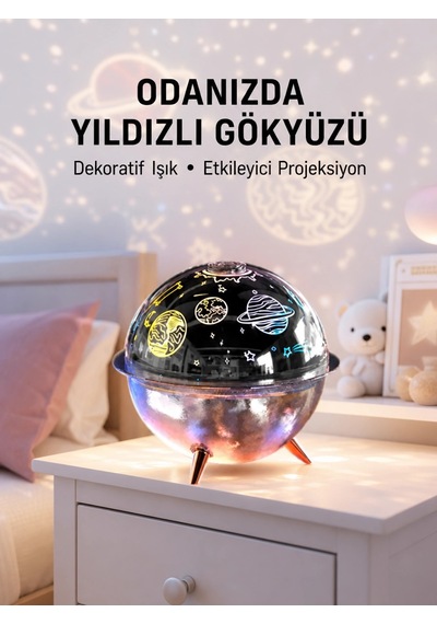 Mey İthalat Galaksi Ve Yıldız Efektli Nemlendirici Işık Projektörü Yeni Nesil
