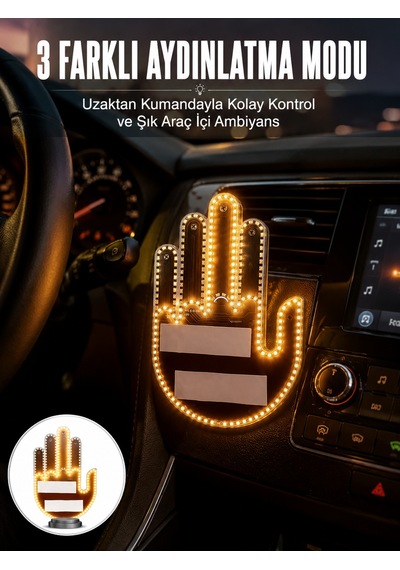 Uzaktan Kumandalı El Orta Parmak Led Araç Camına Özel Yeni Nesil Çokrenkli