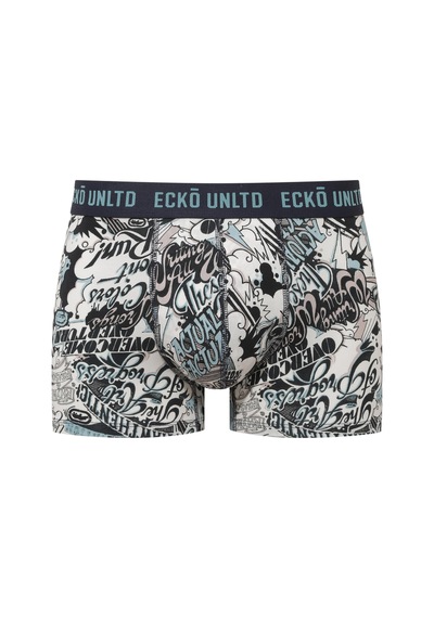 U.S. Polo Assn. Ecko Mavi - Lacivert - Baskılı 3'lü Boxer Mavi - Lacivert - Baskılı