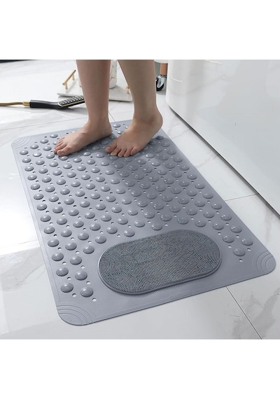 1 Adet Antrasit Renk Vantuzlu Banyo Ve Duş Kaydırmaz Paspası 36 X 69,5 Cm Gri
