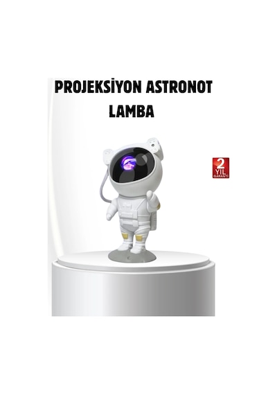 Bluetooth Müzikli Astronot Projeksiyon Lambası Yıldız Ve Ay Efektli Beyaz 59842034
