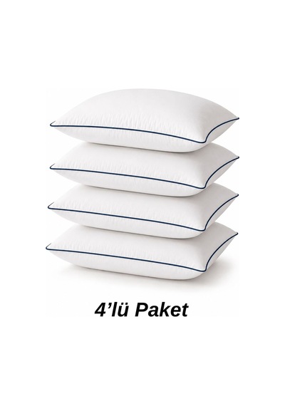 4 Adet Biyeli Yastık Lacivert Serisi 1000gr Silikon Boncuk Elyaf Dolgulu 50x70cm Lacivert Lacivert