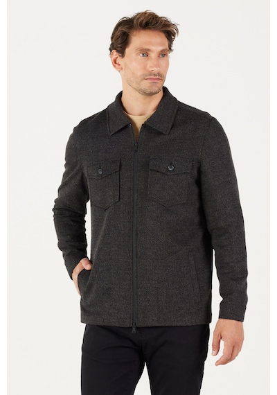AC&Co / Altınyıldız Classics Erkek Siyah Comfort Fit Rahat Kesim Gömlek Yaka Desenli Kışlık Gömlek Ceket Siyah AC&Co / Altınyıldız Classics Erkek Siyah Comfort Fit Rahat Kesim Gömlek Yaka Desenli Kışlık Gömlek Ceket Siyah