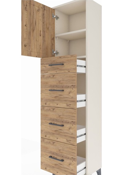 Arges Dolap 2 Raflı 4 Çekmeceli Tek Kapaklı 44x30x182 Aytaşı-çam Aytaşı
