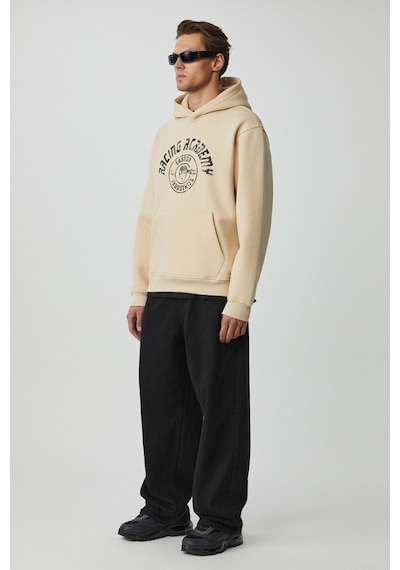 Grımelange Edgar  Erkek Yumuşacık Kapüşonlu Oversize Bej Sweatshirt