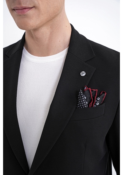 Comfort Fit Çift Yırtmaç Torba Cep Metal Düğmeli Siyah Blazer Ceket C 734