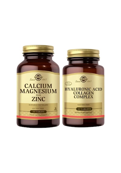 Solgar Calcium Magnesium Plus Zinc 100 Tablet + Hyaluronic Acid Collagen Complex 30 Tablet