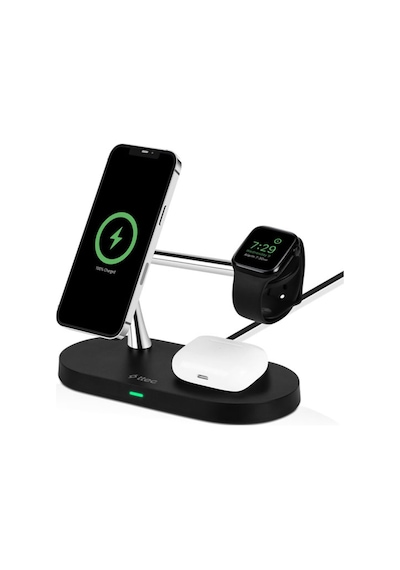 Ttec Aircharger Quattro M Magsafe Uyumlu iPhone - Apple Watch - Airpods LED Kablosuz Hızlı Şarj Standı Siyah