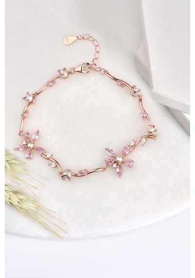 Madam Matmazel İnci Detaylı Nergiz Çiçeği Bileklik, Gold Rose Altın Kaplama Kübik Zirkon Cz , 925 Ayar Gümüş, Kadın Rose Gold Madam Matmazel İnci Detaylı Nergiz Çiçeği Bileklik, Gold Rose Altın Kaplama Kübik Zirkon Cz , 925 Ayar Gümüş, Kadın Rose Gold