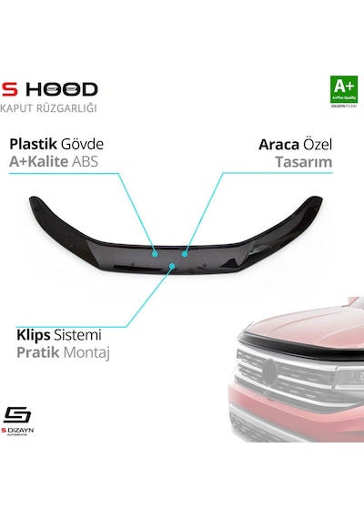 S-dizayn Nissan Qashqai Abs Plastik Kaput Rüzgarlığı 2016 Üzeri A+kalite