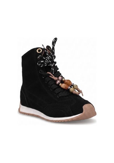Ayakkabı Fuarı Elit Kcm195 Kadın Taşlı Sneaker Bot Siyah