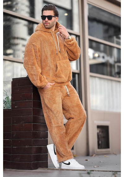 Madmext Taba Cep Detaylı Polar Erkek Eşofman Takımı E5961 Taba