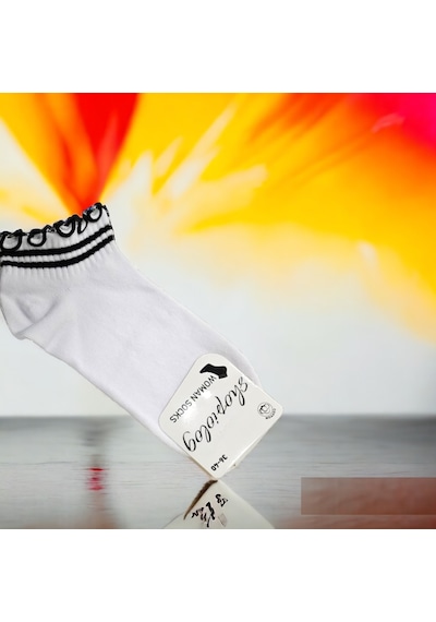 Shopiolog Sevimli Marul Desenli Bilek Çorabı Desen1 Beyaz - Siyah