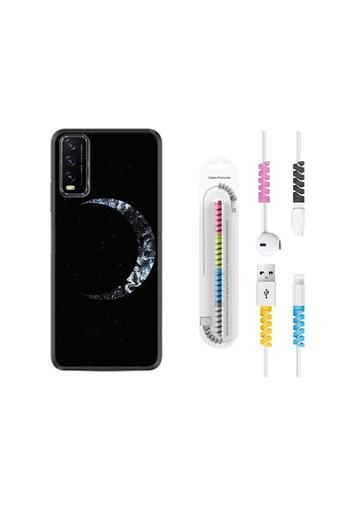 Vivo Y20S Kılıf Kablo Koruyuculu Yalnız Ay 1744