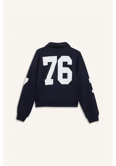Defacto Coool Polo Yaka Baskılı Çıtçıtlı Bomber Ceket F9241ax25wnnv241 Lacivert