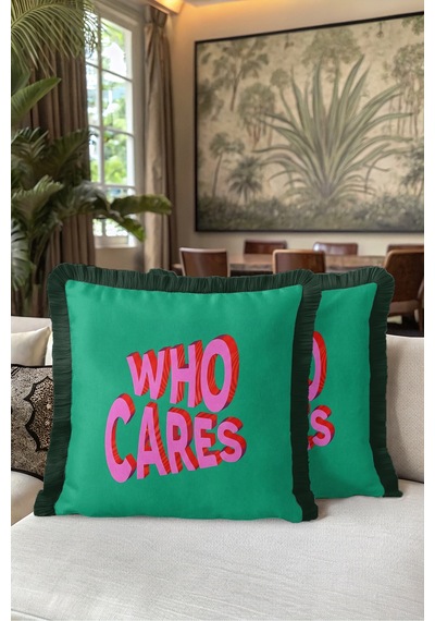 Who Cares Yazılı Pop Art Saçaklı Yastık Kılıfı - Slogan Temalı Yeşil Siyah Püsküllü Kırlent Kılıfı Serin Yörünge Aura Who Cares Yazılı Pop Art Saçaklı Yastık Kılıfı - Slogan Temalı Yeşil Siyah Püsküllü Kırlent Kılıfı Serin Yörünge Aura