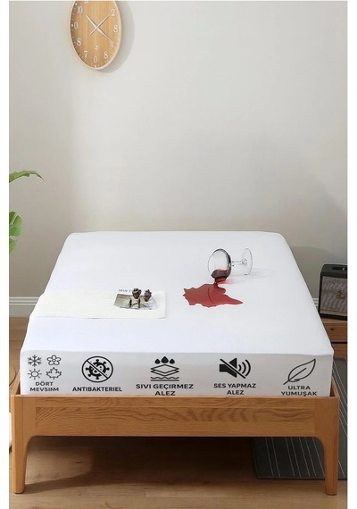Ozn Home %100 Pamuk Sivi Geçi Rmez Yatak Alezi Tek/çi Ft/battal Boy Koruyucu Çarşaf Alez Beyaz