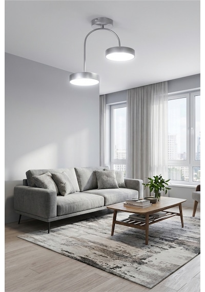 Sudem Modern Salon Yatak Odası Giyinme Odası Mutfak Beyaz Işık Ledli Renk 2 Li Led Avize Gri Gri