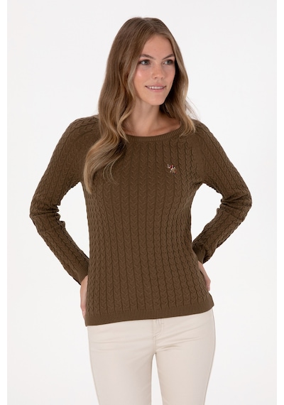 U.S. Polo Assn. Kadın Haki Bisiklet Yaka Basic Kazak 50307728-VR027
