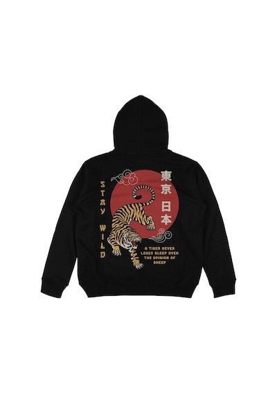 Tarzsokak Stay Wild Siyah Oversize Unisex Kapüşonlu Sweatshirt Hoodie