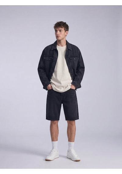 LTB Dokulu Relaxed Fit Bej T-shırt Gri