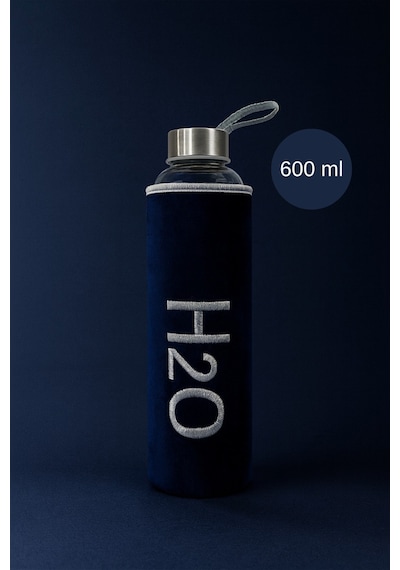 Peluş Kılıflı Cam Matara 600 Ml Lacivert Lacivert