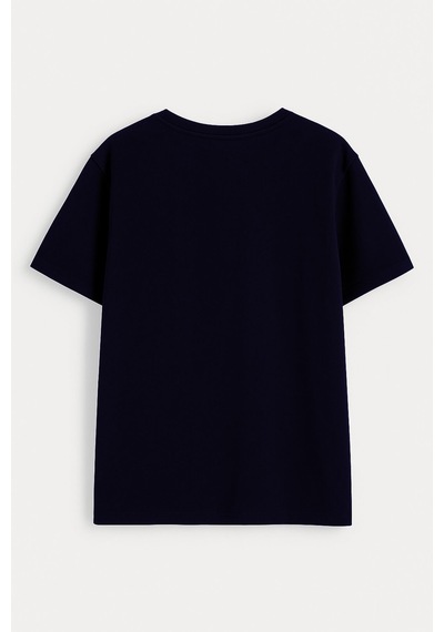 Kadın Rahat Kesim Bisiklet Yaka Baskılı Beyaz T-shirt Çok Renkli