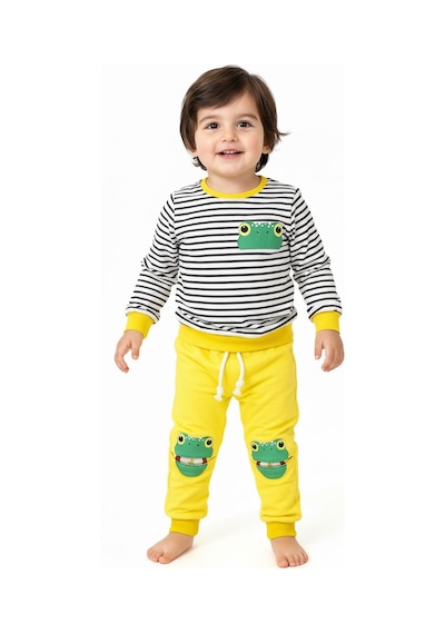 Miababy Figür Baskılı 2 Li Takım Sarı